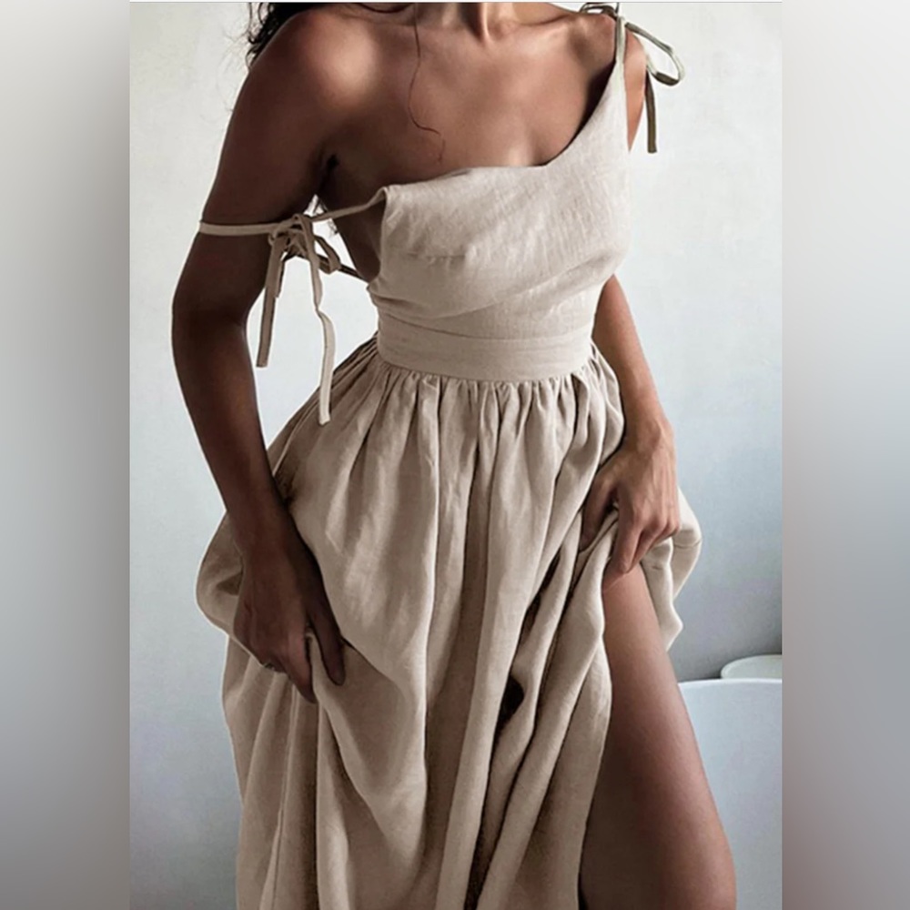 Commens linen backless dress